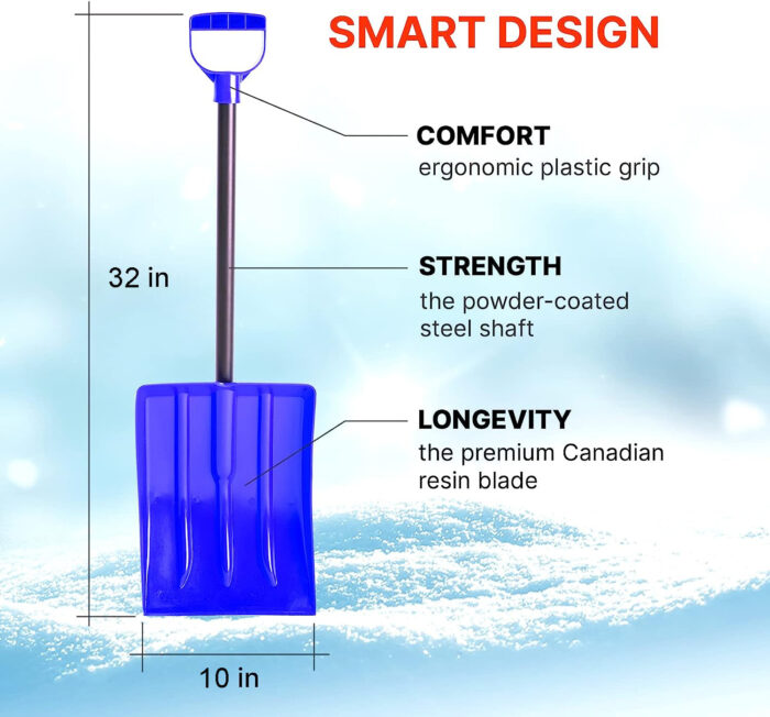 Premium Canadian Powder Coated Steel Kids Shovel or Emergency Shovel - Winnipeg Winner Blue