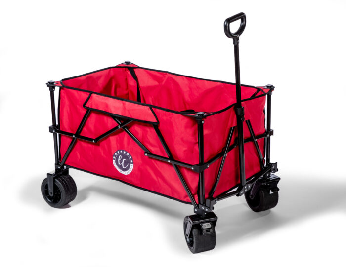 Foldable Beach Wagon Heavy Duty 40-inch Folding Wagon Cart 220 lbs Capacity, Second Deck Design with Straps