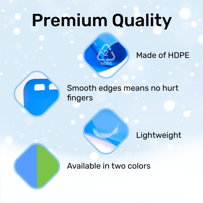 Durable, lightweight, rectangle carpet snow sled with handles – Pronto to Toronto (Kids - Blue)
