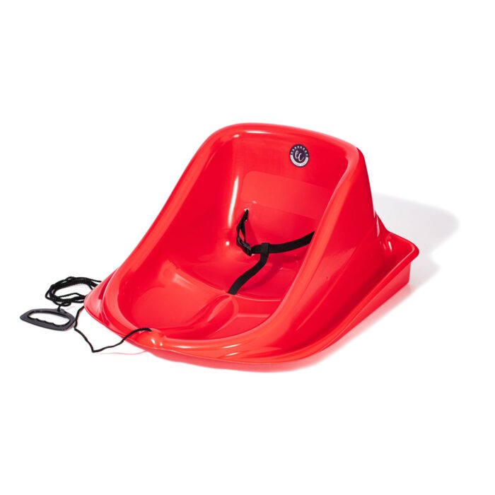 Baby Whistler Plastic Sleds - Premium Canadian Resin Sled for Toddlers with High Backrest and Safety Harness (Red)