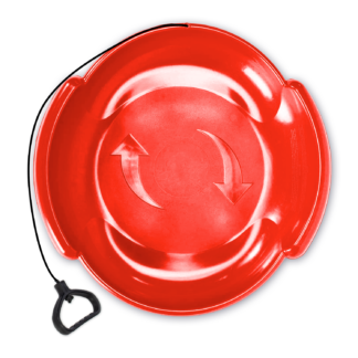 Premium Canadian resin disk sled with pull cord and handles - Northern Neptune (Red)